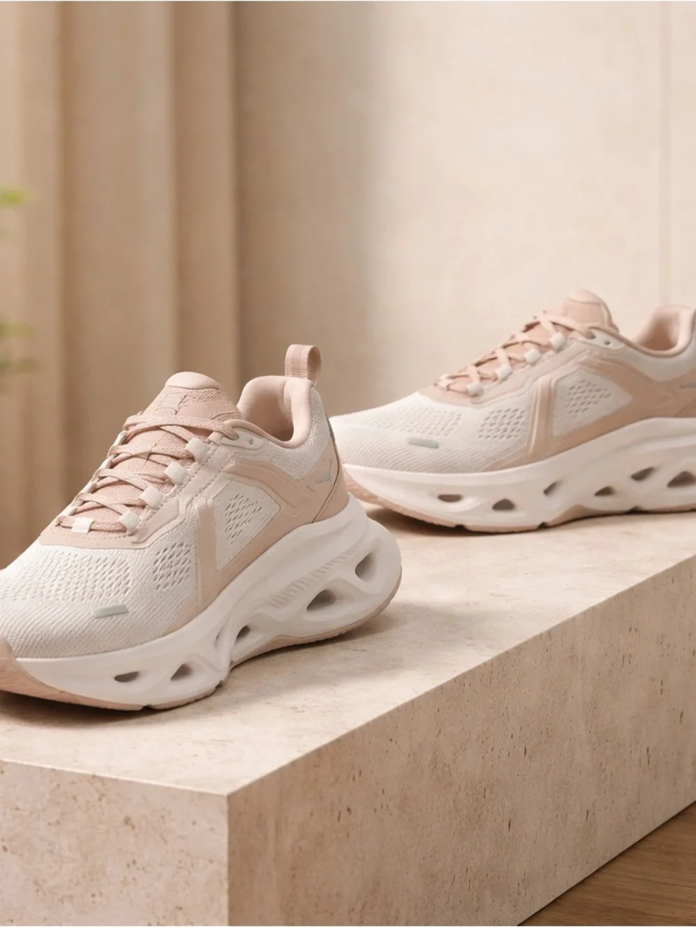 SHEIN Women's Athletic Sneakers in Blush and Cream